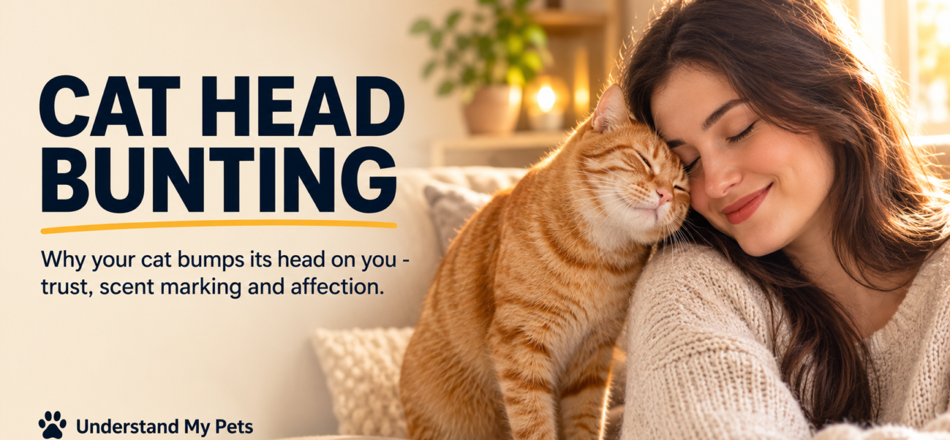 Cat head bunting - orange tabby cat pressing its head against owner's cheek